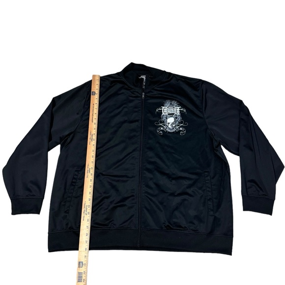 MMA Elite Skull Grim Reaper Zip Up Jacket Mens 2XL Black Y2K Style Script Print - Picture 6 of 7